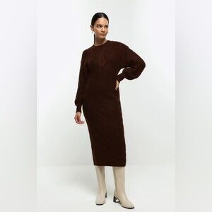 River Island Chocolate Long Sleeve Dress